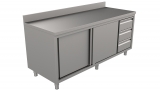 Rvs Werktafel Rand Met Schuifdeuren en Laden Rechts 1400 x 700-line