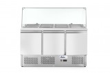 Saladette Met 3 Deuren en Glazen Vitrine 380l, Arktic, 230v/310w, 1390x702x(h)1330mm