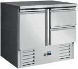 SARO Gekoelde werkbank met deur en lades, model VIVIA S 901 S/S TOP 2x 1/2 GN