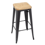 Bolero Bistro Stalen Barkruk Met Houten Zitting - Grijs (4 Stuks)