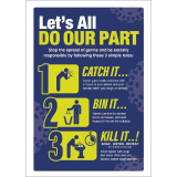 Sticker 'catch It, Bin It, Kill It' A4