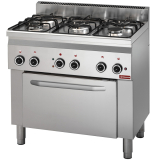 Gasfornuis 5 Branders, Elektrische Convectieoven 4x GN 1/1
