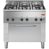 Gasfornuis 5 Branders, Elektrische Convectieoven 4x GN 1/1
