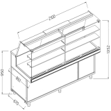 Vitrinetoonbank Snack Warm-droog _hoge Ruiten, Groep op Afstand, Met Reserve