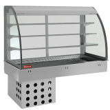 Muurmodel Met Kuip en Open Uitstalvitrine 3 Niveau's (met Gordijn), Gekoeld, Geventileerd, 4x GN 1/1