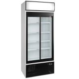 Vitrinekast Positieve T°, Geventileerd, 760l., 2 Schuifdeuren, Met Lichtbak