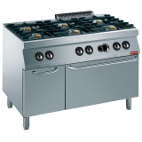 Fornuis 6 Vuren, Gasoven  GN 2/1, Neutrale Kast