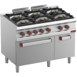 Gasfornuis 6 branders, elektrische convectie-oven GN 1/1, neutrale kast