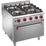 Fornuis 4 Branders op Gasoven GN 2/1
