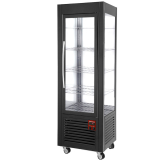 Panoramische Vitrine, 5 Roosters, 360 Lt, Zwart