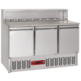 3-deurs Voorbereidingstafel GN 1/1, 380 Lit, Gekoelde Structuur 8x Gn1/6-150 mm