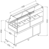 Toonbank Vitrine Snack Saladette Met Reserve _hoge Ruiten, Groep op Afstand